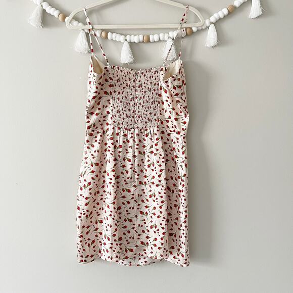 NEW Reformation Kosta Marion Dress Silk Smocked Floral Bud Ivory Size 10 - Picture 6 of 7